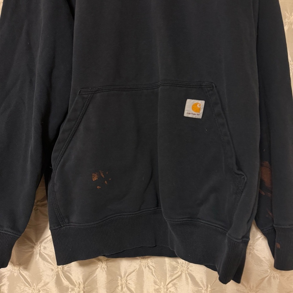 Carhartt Men's Blue Fleece Original Fit Hoodie Sweatshirt - Picture 2 of 11